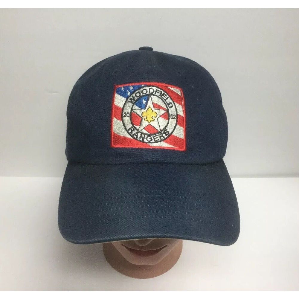 BSA Scouts‎ 2002 Woodfield Rangers Staff Hat strap back navy blue Baseball Cap